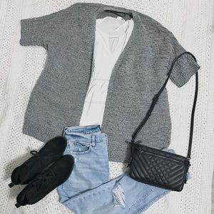 Tahari Short Sleeve Knit Sweater Cardigan